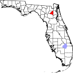 Map of Florida showing Bradford County 