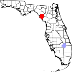 Map of Florida showing Dixie County 