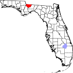 Map of Florida showing Gadsden County 