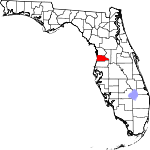 Map of Florida showing Hernando County 