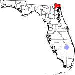 Map of Florida showing Nassau County 