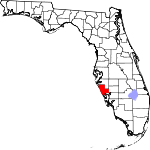 Map of Florida showing Sarasota County 