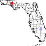 Map of Florida showing Washington County 