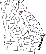 Map of Georgia showing Athens - Clarke County 