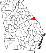 Map of Georgia showing Augusta - Richmond County 