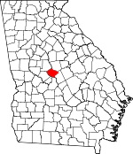 Map of Georgia showing Bibb County 