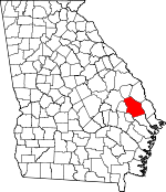 Map of Georgia showing Bulloch County 