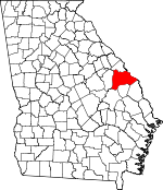 Map of Georgia showing Burke County 