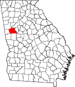 Map of Georgia showing Coweta County 