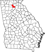 Map of Georgia showing Dawson County 