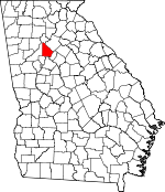 Map of Georgia showing DeKalb County 