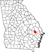 Map of Georgia showing Evans County 