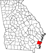 Map of Georgia showing Glynn County 