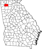 Map of Georgia showing Gordon County 