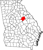 Map of Georgia showing Hancock County 