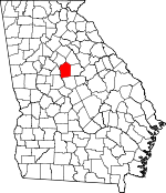 Map of Georgia showing Jasper County 