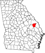 Map of Georgia showing Jenkins County 