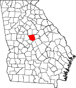 Map of Georgia showing Jones County 