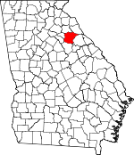 Map of Georgia showing Oglethorpe County 