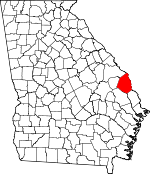 Map of Georgia showing Screven County 