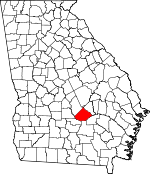 Map of Georgia showing Telfair County 