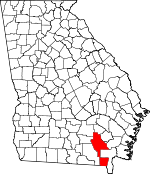 Map of Georgia showing Ware County 