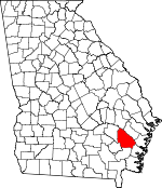 Map of Georgia showing Wayne County 