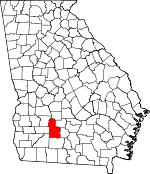 Map of Georgia showing Worth County 