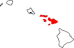 Map of Hawaii showing Maui County 