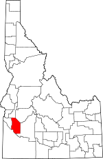 Map of Idaho showing Ada County 