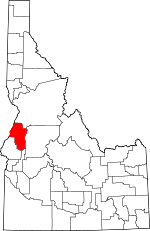 Map of Idaho showing Adams County 