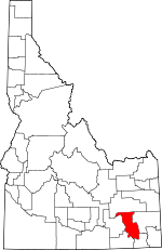 Map of Idaho showing Bannock County 