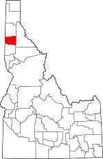 Map of Idaho showing Benewah County 