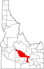 Map of Idaho showing Blaine County 