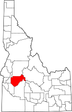 Map of Idaho showing Boise County 