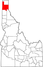 Map of Idaho showing Bonner County 