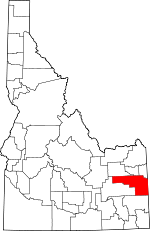 Map of Idaho showing Bonneville County 