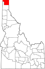 Map of Idaho showing Boundary County 