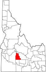 Map of Idaho showing Camas County 