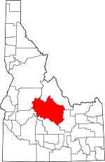 Map of Idaho showing Custer County 