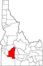 Map of Idaho showing Elmore County 