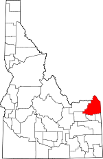 Map of Idaho showing Fremont County 