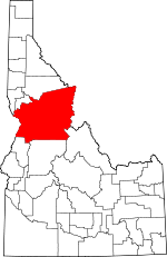 Map of Idaho showing Idaho County 