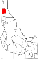 Map of Idaho showing Kootenai County 