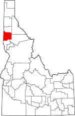 Map of Idaho showing Latah County 