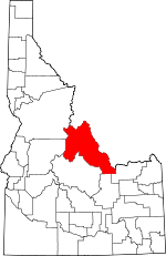 Map of Idaho showing Lemhi County 