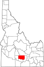 Map of Idaho showing Lincoln County 