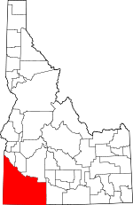 Map of Idaho showing Owyhee County 