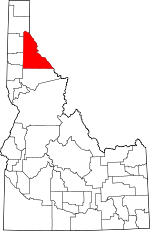 Map of Idaho showing Shoshone County 