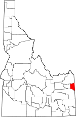 Map of Idaho showing Teton County 